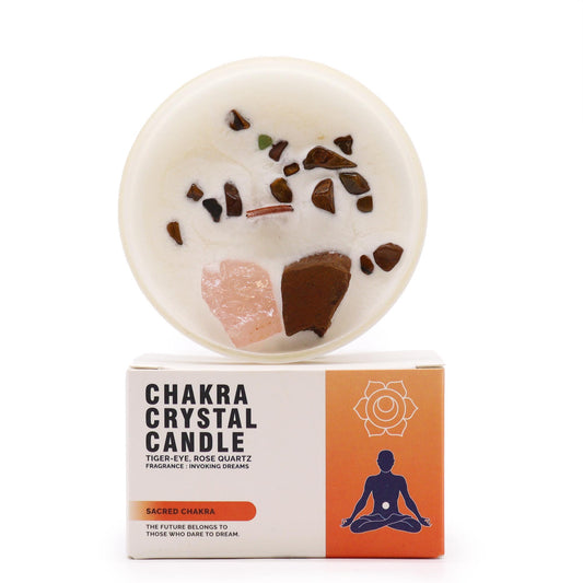 Chakra Crystal Candle - Sacred Chakra, Cosmic Serenity Shop