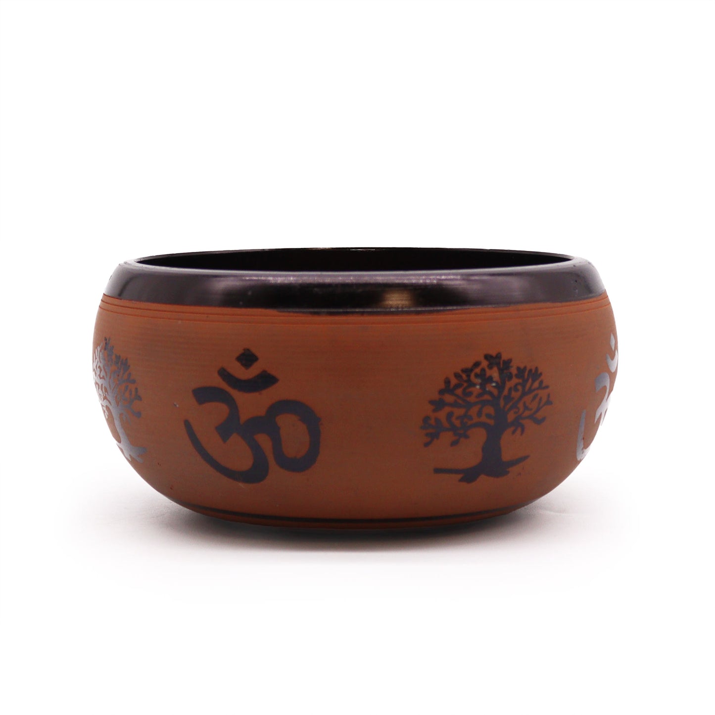 Earth Powder Singing Bowl - Clay Om  Buddha - 16cm - Cosmic Serenity Shop