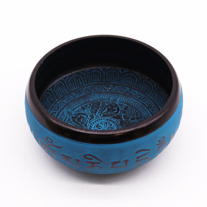 Earth Powder Singing Bowl - Blue Mantra Five Buddha - 16cm - Cosmic Serenity Shop