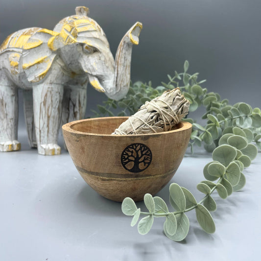 Wooden Smudge and Ritual Offerings Bowl - Tree of Life - Cosmic Serenity Shop