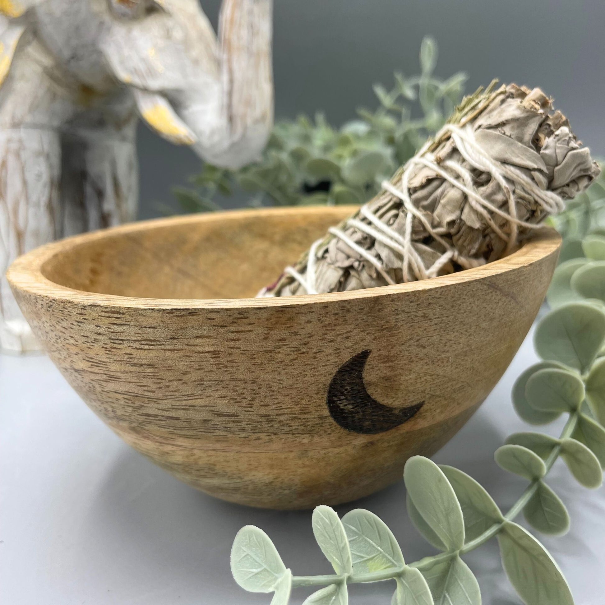 Wooden Smudge and Ritual Offerings Bowl - Three Moons - Cosmic Serenity Shop