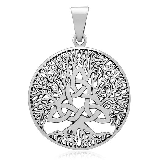 925 Sterling Silver Celtic Triquetra with Viking Yggdrasil Pendant - Cosmic Serenity Shop