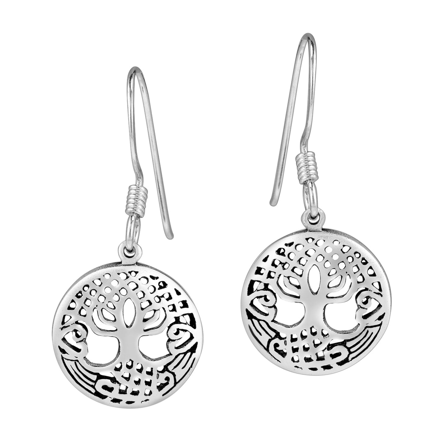 925 Sterling Silver Tree of Life Round Earrings Set - Cosmic Serenity Shop