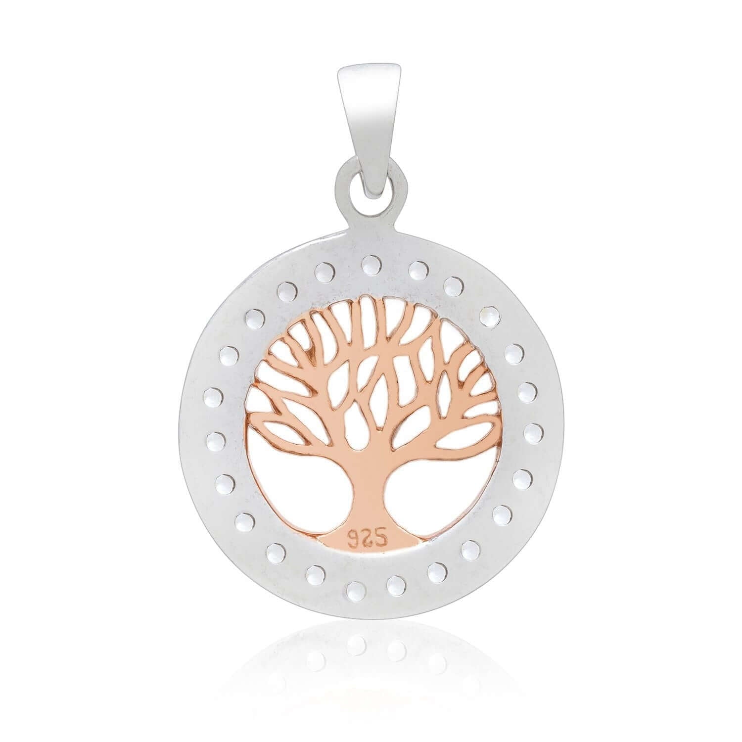 925 Sterling Silver Charm with Rose Gold Viking Yggdrasil and Cubic Zirconia - Cosmic Serenity Shop