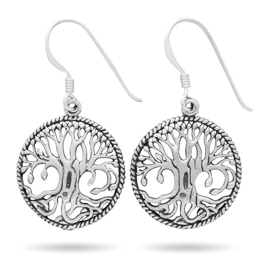 925 Sterling Silver Yggdrasil Norse Tree of Life Viking Jewelry Earrings - Cosmic Serenity Shop