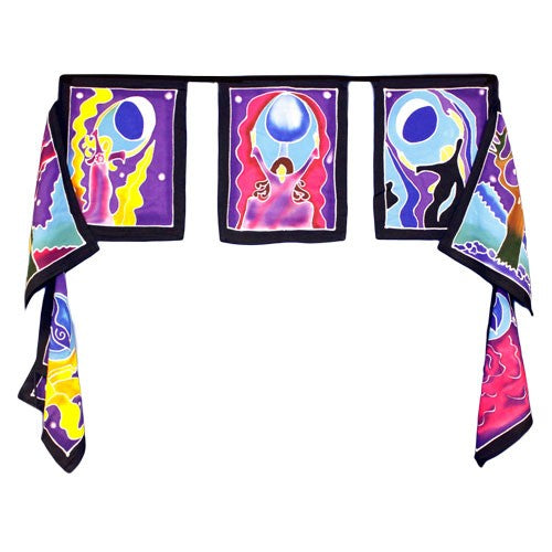 Batik Wall Art - Seven Flags - Moon Goddess - Cosmic Serenity Shop