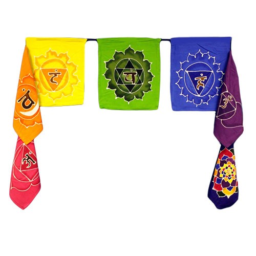 Batik Wall Hanging -  Seven Flags - Chakra 7x(32x23cm)