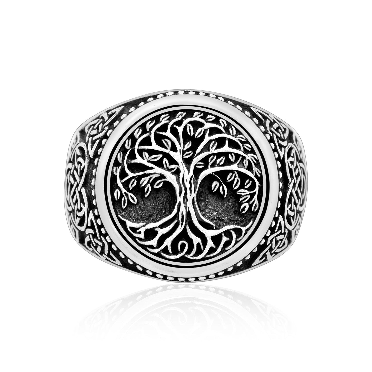 925 Sterling Silver Yggdrasil Ring with Bear Claw - Cosmic Serenity Shop