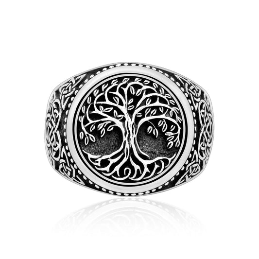 925 Sterling Silver Yggdrasil Ring with Bear Claw - Cosmic Serenity Shop