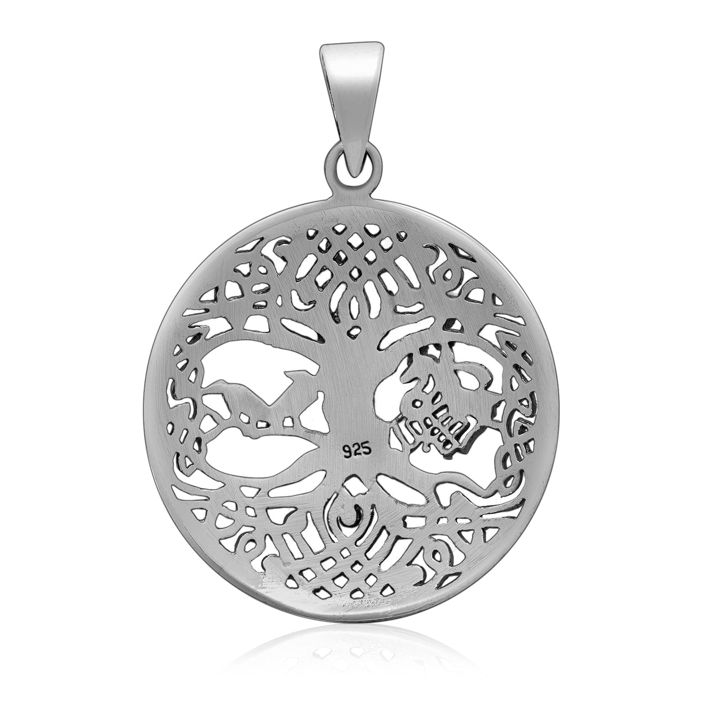 Sterling Silver Yggdrasil Pendant with Raven and Sleipnir - Cosmic Serenity Shop