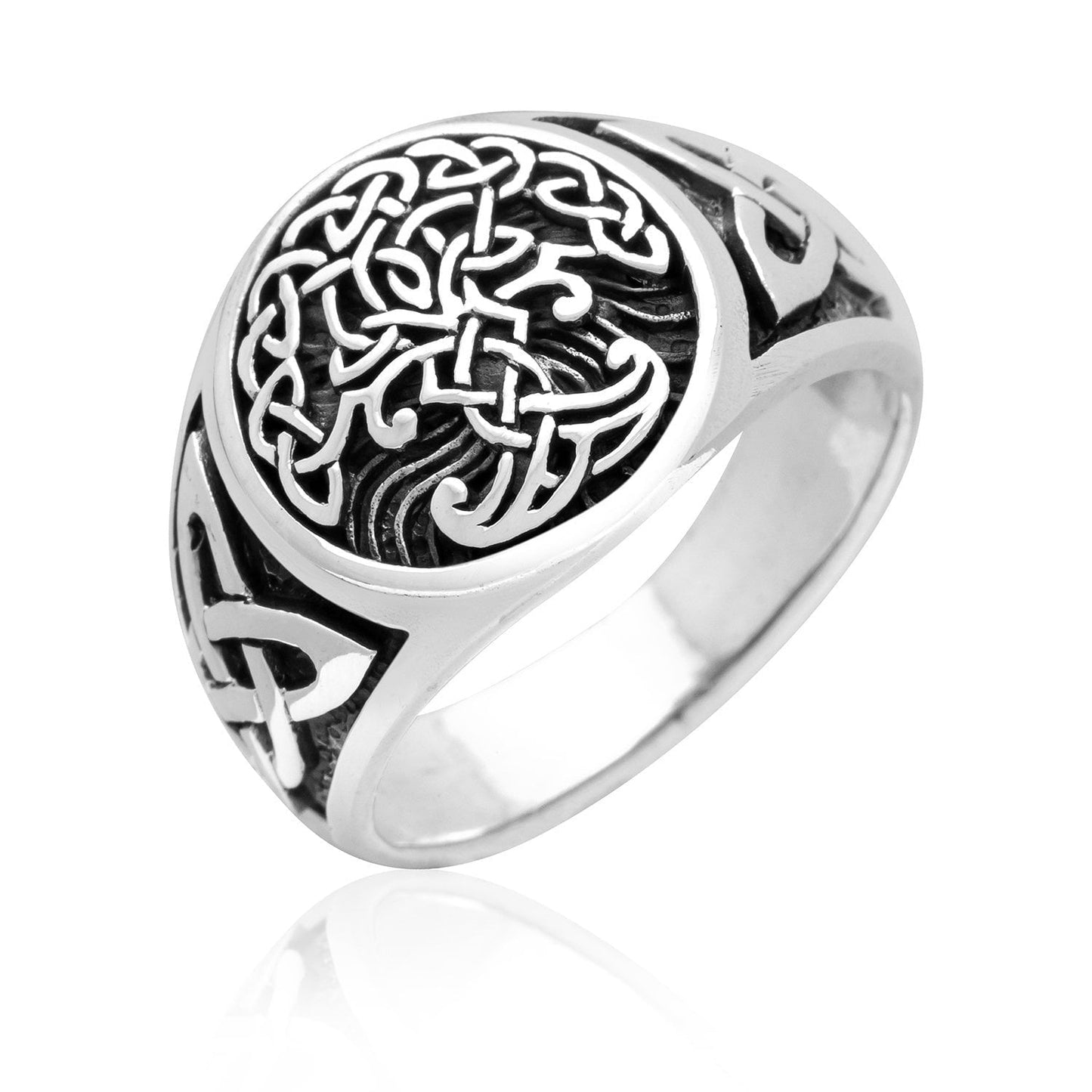 925 Sterling Silver Viking Yggdrasil Celtic Knotwork Ring - Cosmic Serenity Shop