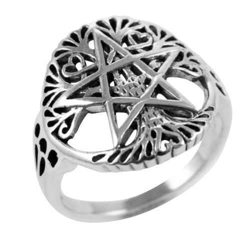 925 Silver Tree Of Life Ring with Pentagram - Cosmic Serenity Shop