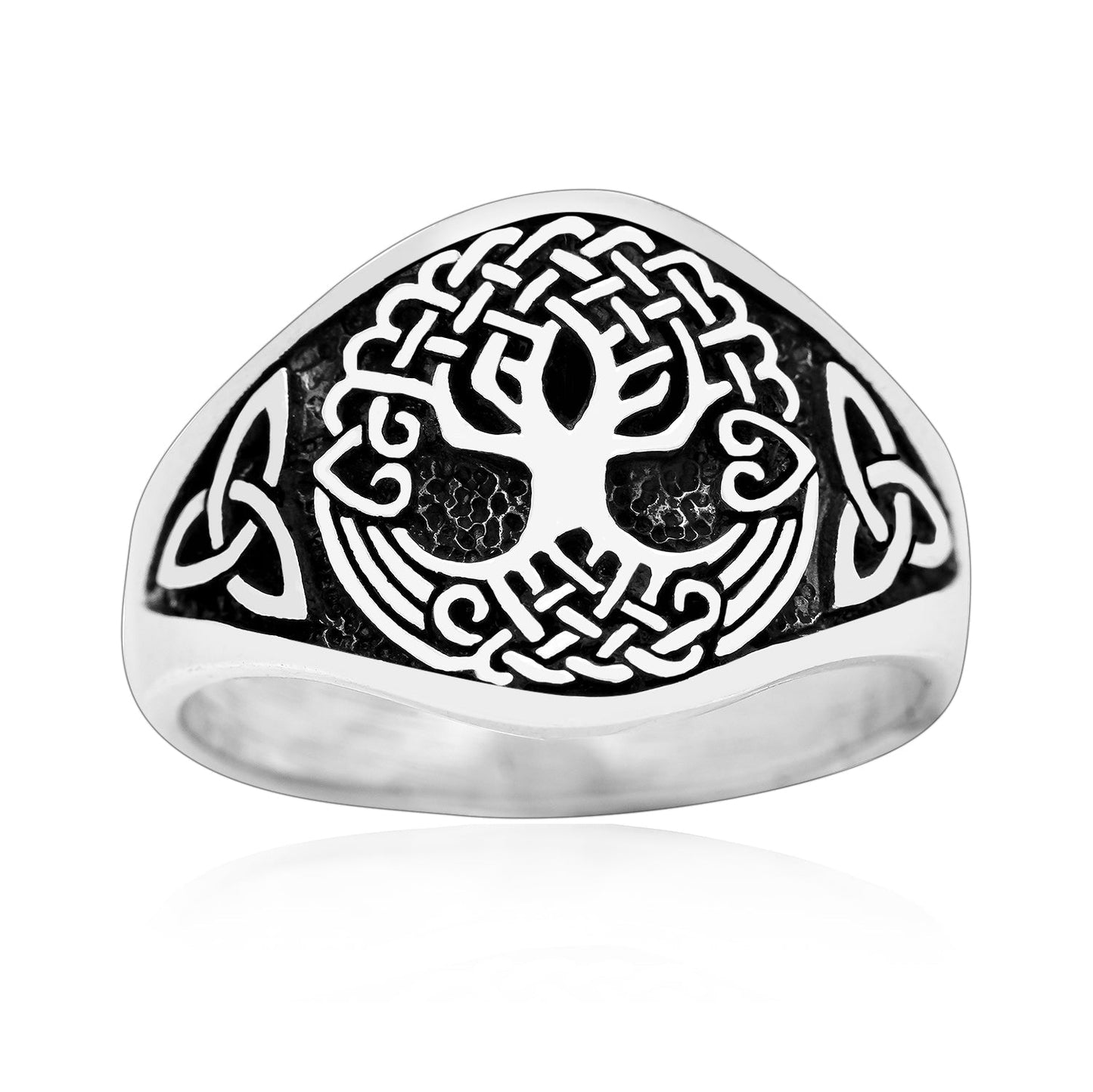 925 Sterling Silver Yggdrasil with Triquetra Pagan Ring - Cosmic Serenity Shop