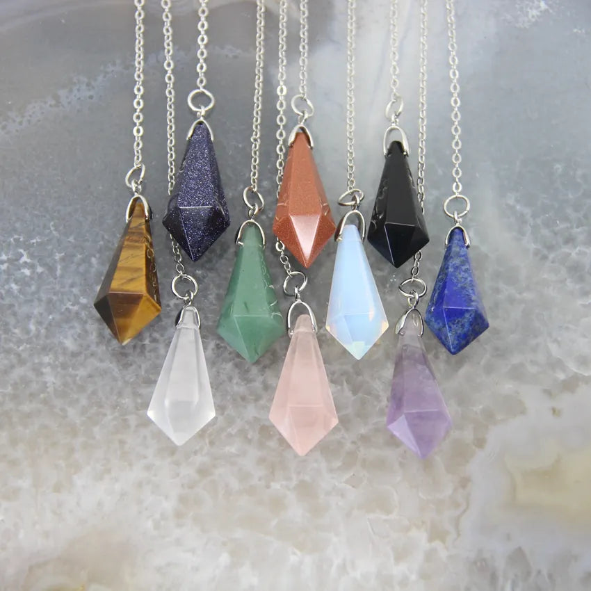 Natural Stone Healing Hexagon Quartz Pendulums - CosmicSerenityShop