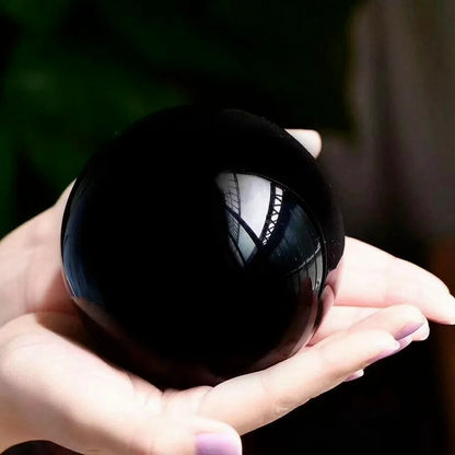 Natural Black Obsidian Crystal Sphere 80mm - Cosmic Serenity Shop