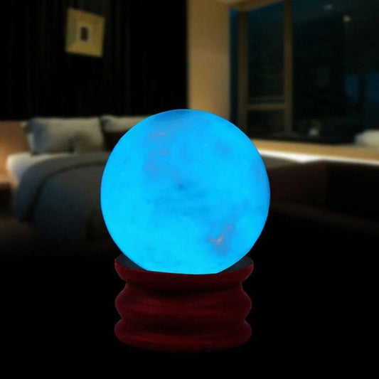 Glow In The Dark Blue Luminous Quartz Crystal Ball with Base - 35mm - Cosmic Serenity Shop