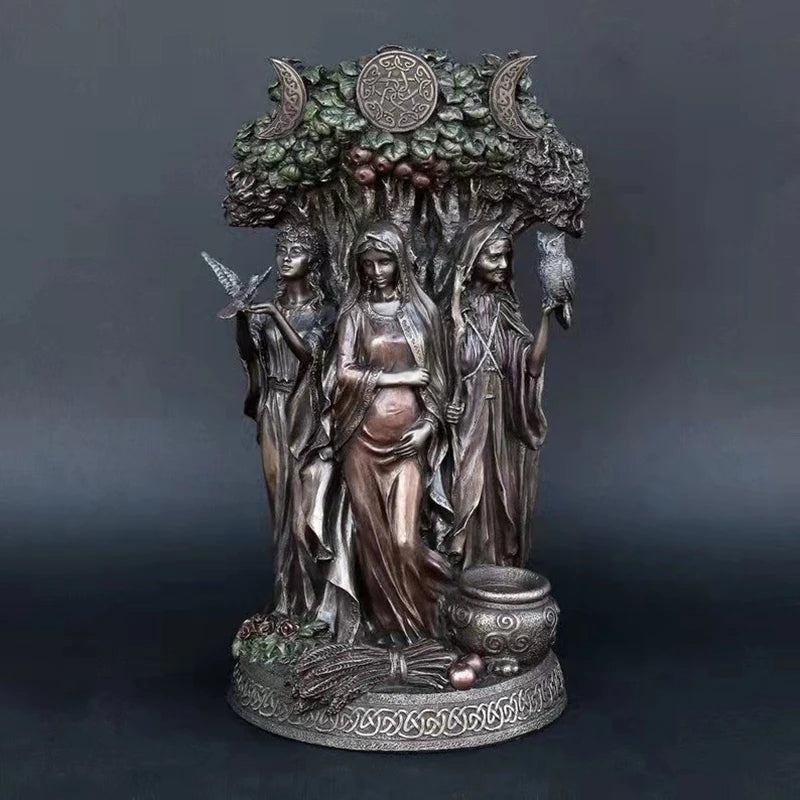 Triple Celtic Goddess Resin Statue - Cosmic Serenity Shop