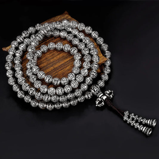925 Sterling Silver Tibetan Mala Prayer Beads  - Cosmic Serenity Shop