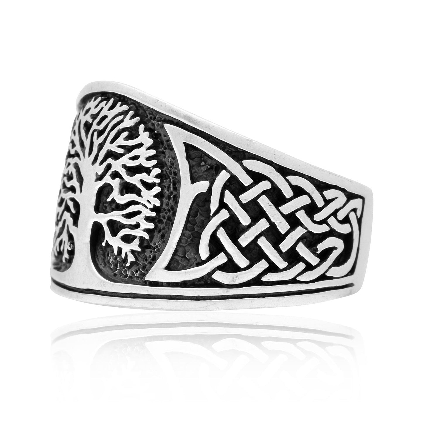 925 Sterling Silver Viking Yggdrasil with Celtic Knotwork Ring - Cosmic Serenity Shop