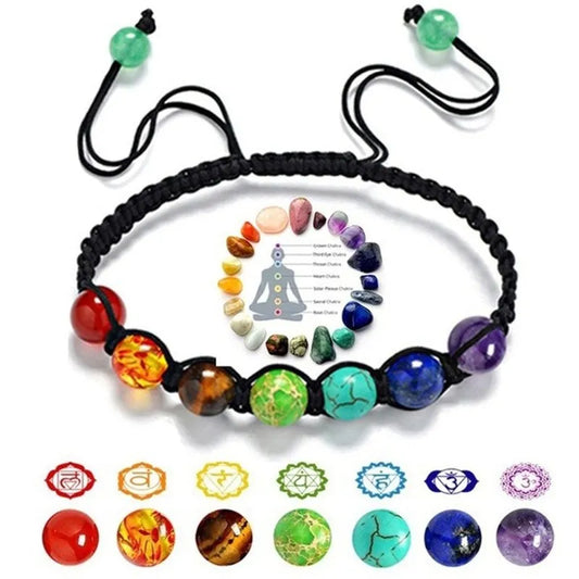 7 Chakra Natural Healing Stones Adjustable Bracelet - Cosmic Serenity Shop