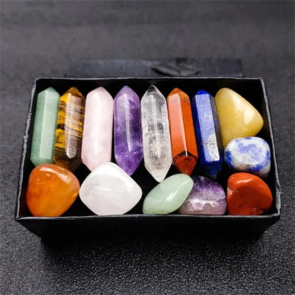 14pcs Healing Stones, Crystals, and Gems Gift Box Set