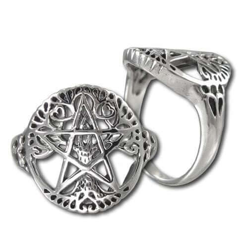 925 Silver Tree Of Life Ring with Pentagram - Cosmic Serenity Shop