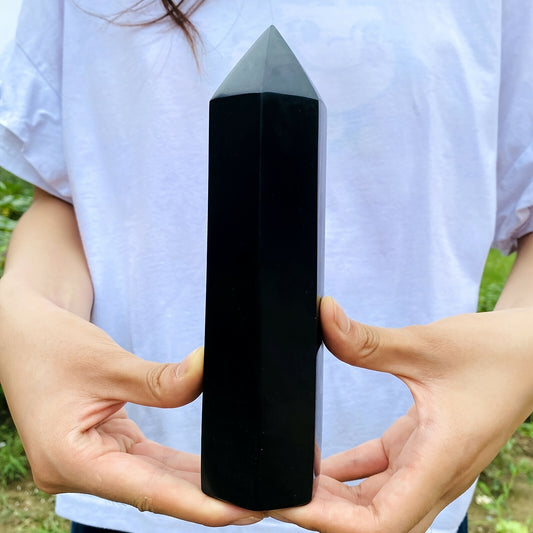 Black Obsidian Crystal Tower Pillar - Cosmic Serenity Shop