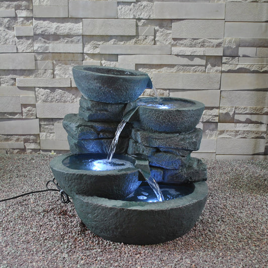 Modern Bowls Fountain with LED Lights, CosmicSerenityShop.com