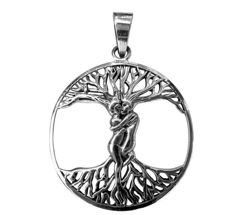 Sterling Silver Embracing Lovers with Tree of Life Pendant - Cosmic Serenity Shop