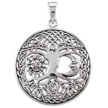 925 Silver Celestial Faces and Tree of Life Pendant - Cosmic Serenity Shop