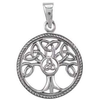 925 Silver Tree of Life with Triquetra Symbols Pendant - Cosmic Serenity Shop