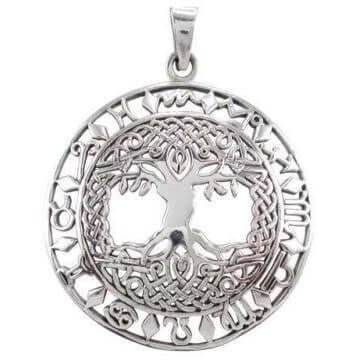 Sterling Silver Tree of Life Pendant with Zodiac Signs - Cosmic Serenity Shop